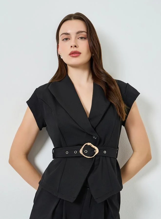 Styli Women Belted Tailored Top and Pants Co-Ords